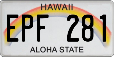 HI license plate EPF281
