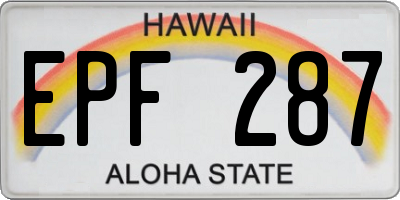 HI license plate EPF287