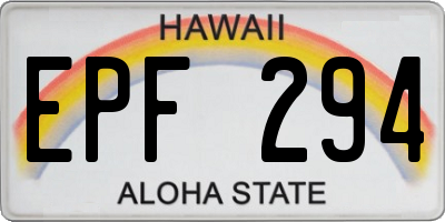 HI license plate EPF294