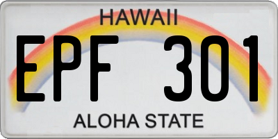 HI license plate EPF301
