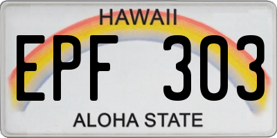 HI license plate EPF303