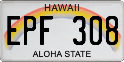HI license plate EPF308