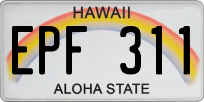 HI license plate EPF311