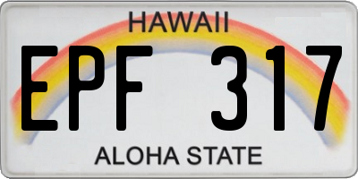 HI license plate EPF317