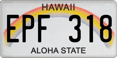 HI license plate EPF318