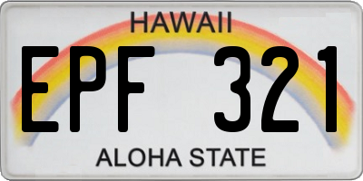 HI license plate EPF321