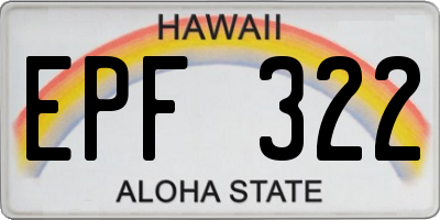 HI license plate EPF322