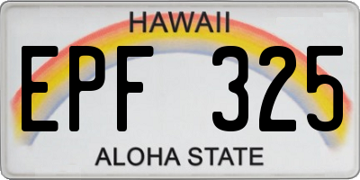 HI license plate EPF325