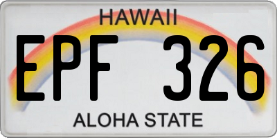 HI license plate EPF326
