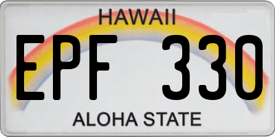 HI license plate EPF330