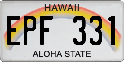 HI license plate EPF331