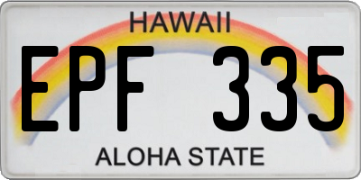 HI license plate EPF335