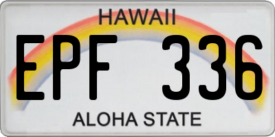 HI license plate EPF336