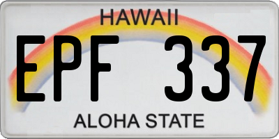HI license plate EPF337
