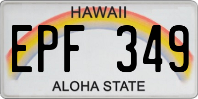 HI license plate EPF349