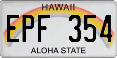 HI license plate EPF354