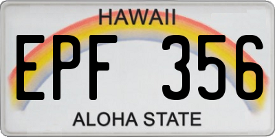 HI license plate EPF356