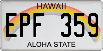 HI license plate EPF359