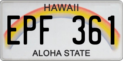 HI license plate EPF361