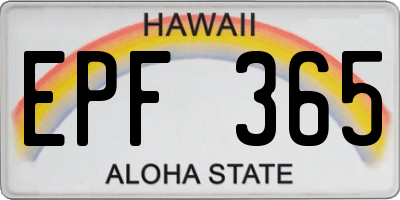 HI license plate EPF365