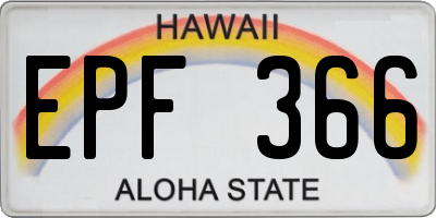HI license plate EPF366
