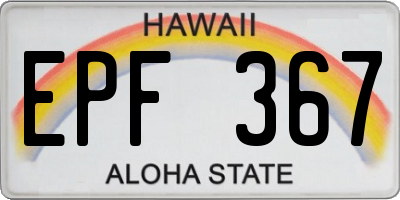 HI license plate EPF367