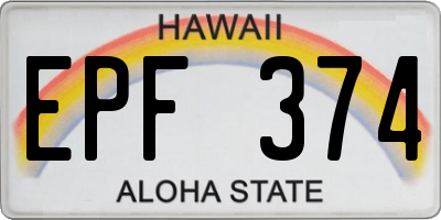 HI license plate EPF374