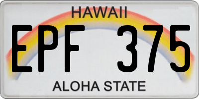 HI license plate EPF375