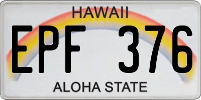 HI license plate EPF376