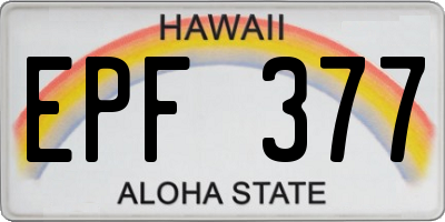 HI license plate EPF377