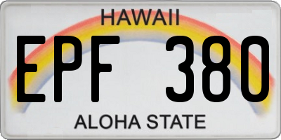 HI license plate EPF380