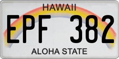 HI license plate EPF382