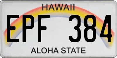 HI license plate EPF384