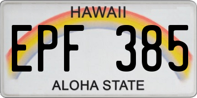 HI license plate EPF385