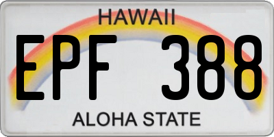 HI license plate EPF388