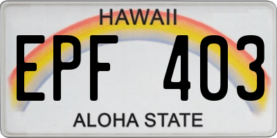 HI license plate EPF403