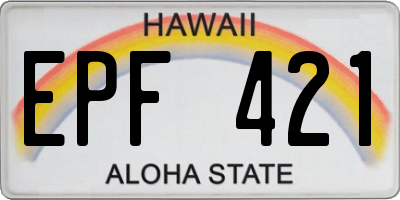 HI license plate EPF421
