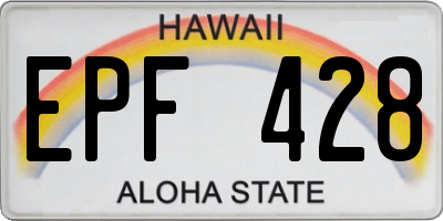 HI license plate EPF428