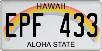 HI license plate EPF433