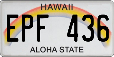 HI license plate EPF436