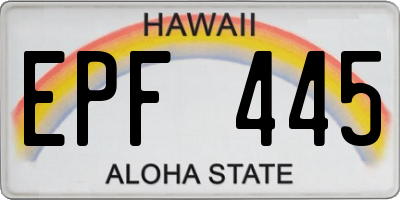 HI license plate EPF445