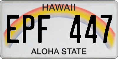 HI license plate EPF447