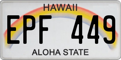 HI license plate EPF449