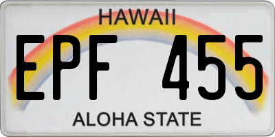 HI license plate EPF455