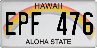 HI license plate EPF476