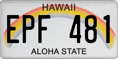 HI license plate EPF481