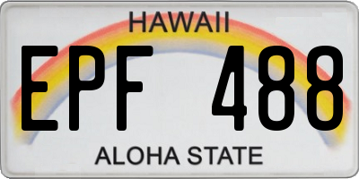 HI license plate EPF488