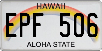 HI license plate EPF506