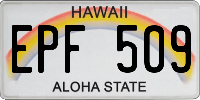 HI license plate EPF509