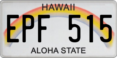 HI license plate EPF515